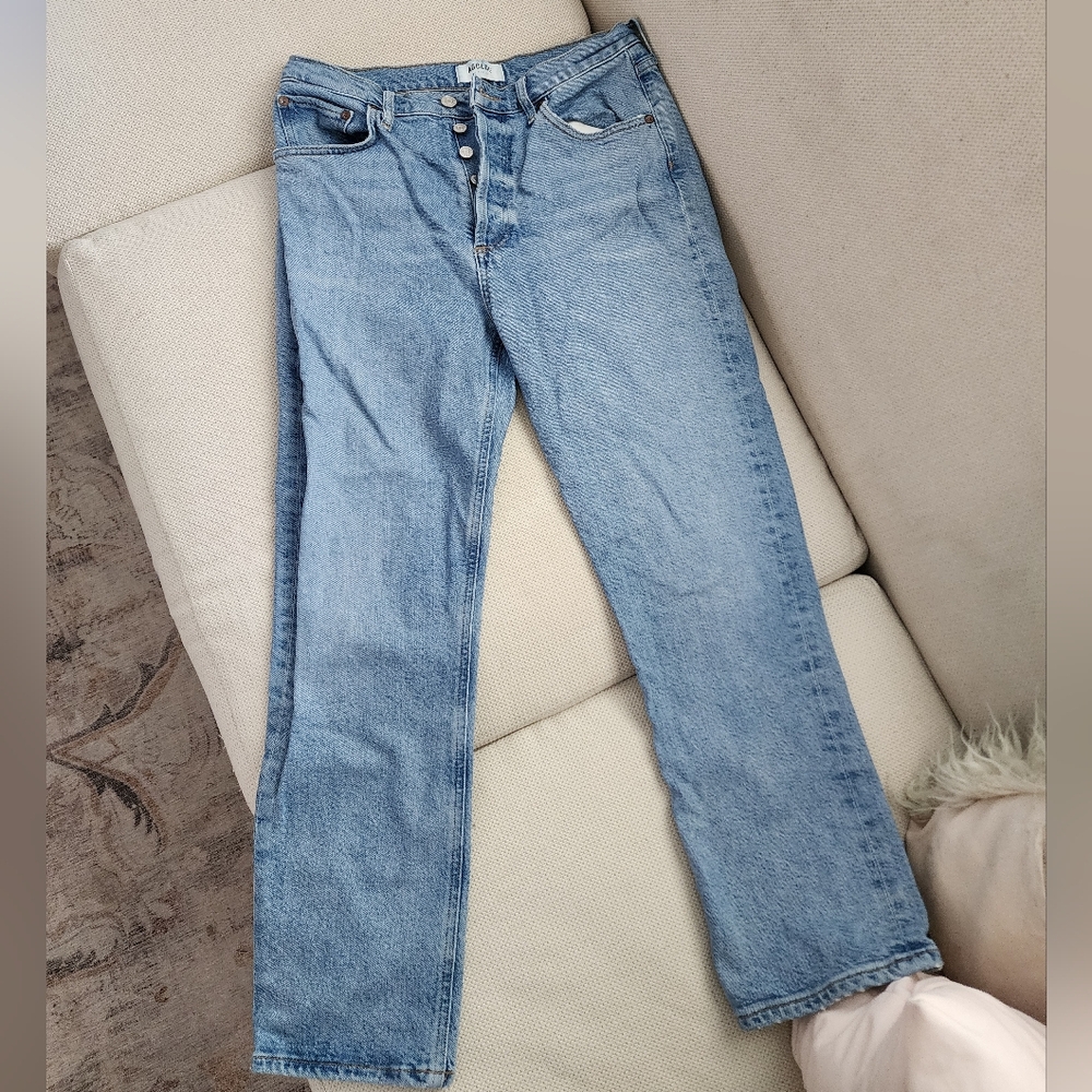 Agolde Riley High Rise Cropped Jeans in Shiver🤍